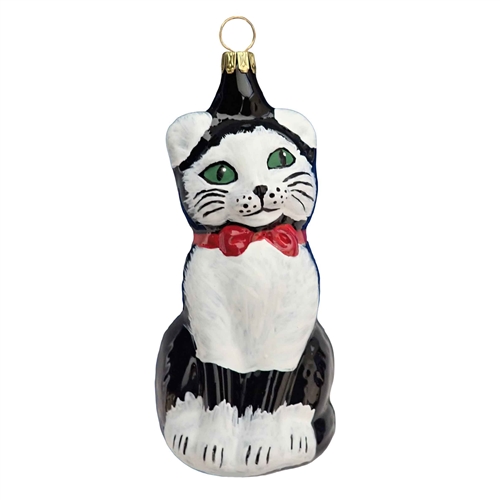 GERMAN BLOWN GLASS CAT CHRISTMAS TREE ORNAMENT X-MAS DECORATION