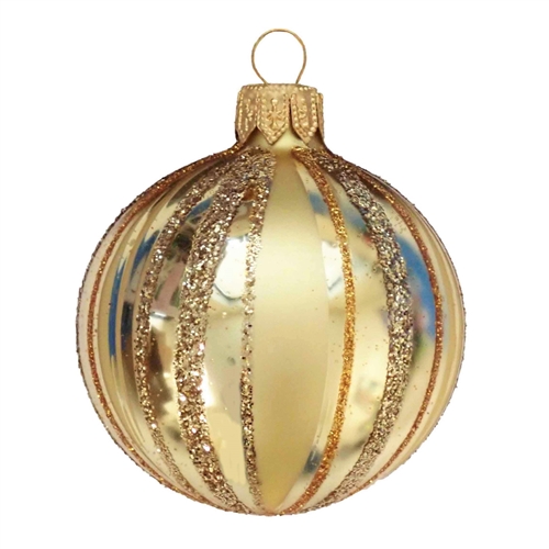 POLISH BLOWN GLASS GOLD CHRISTMAS ORNAMENT POLISH X-MAS DECORATIONS