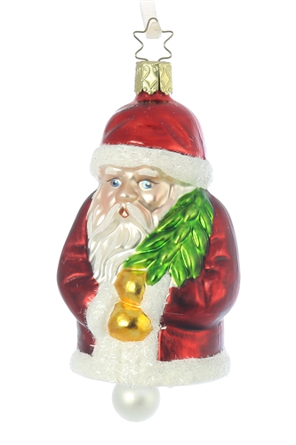 INGE GLAS BLOWN GLASS SANTA CLAUS NIKOLAUS BELL CHRISTMAS TREE ORNAMENT ...