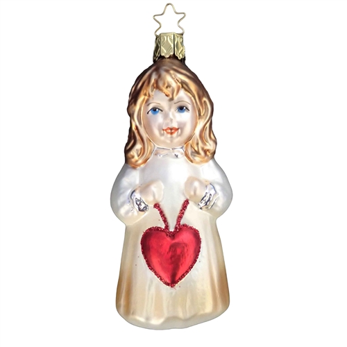 GERMAN BLOWN GLASS ANGEL WITH TANNENBAUM CHRISTMAS TREE ORNAMENT