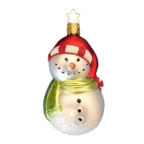 INGE GLASS SNOWMAN ORNAMENT. GERMAN BLOWN GLASS CHRISTMAS TREE ORNAMENT